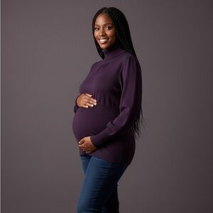 Purple Duo Maternity Turtleneck Sweater Sweater XL